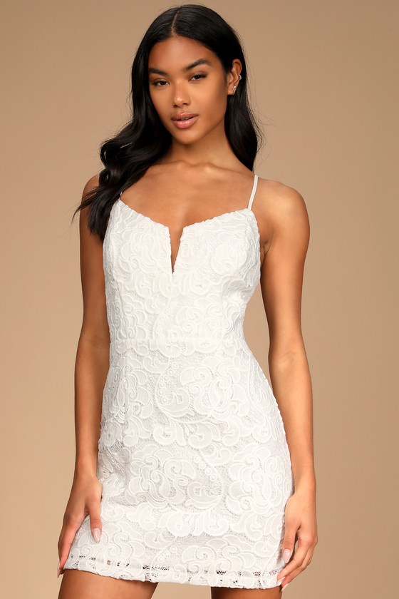 White Mini Dress - Lace Mini Dress ...